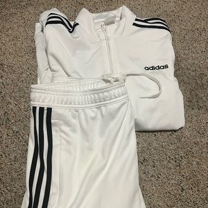 White Adidas track suit set